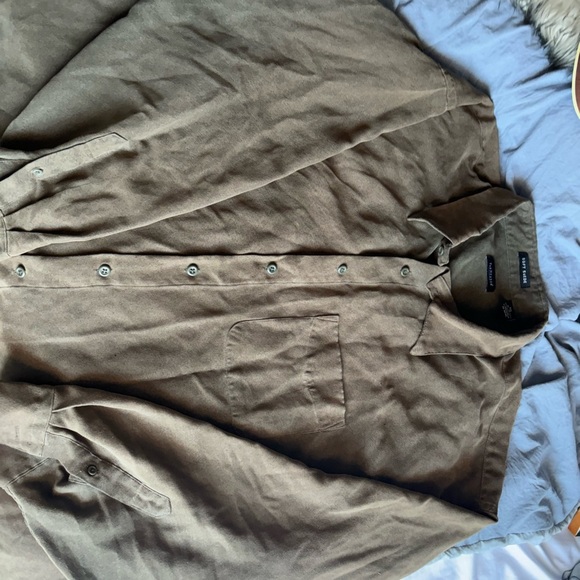van heusen dress shirt Soft Suede Size XXL Brown 18-18 1/2 NWOT Button Up Pocket - Picture 5 of 13